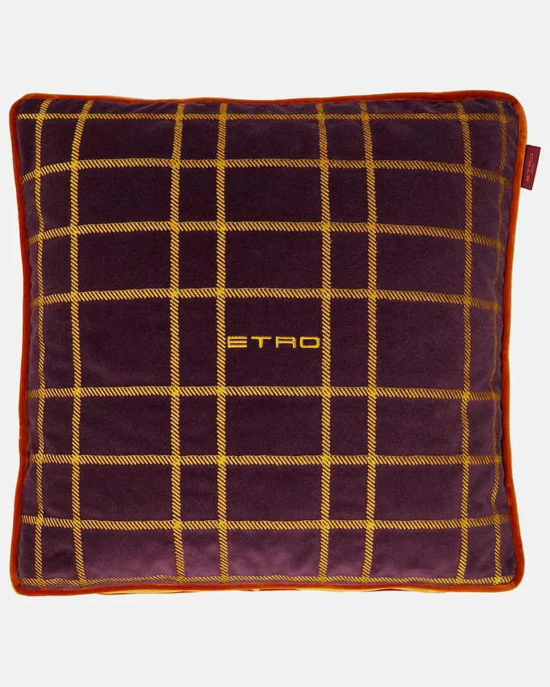 Etro Besticktes Kissen aus Samt Multicolor