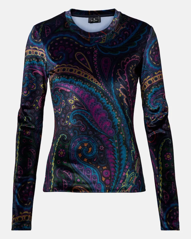 Etro Top aus Jersey Blau