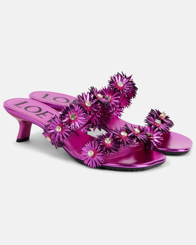 Loewe Paula's Ibiza Sandalen Petal Flower aus Leder Rosa