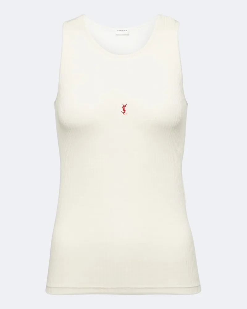 Saint Laurent Top Cassandre aus Wolle Beige