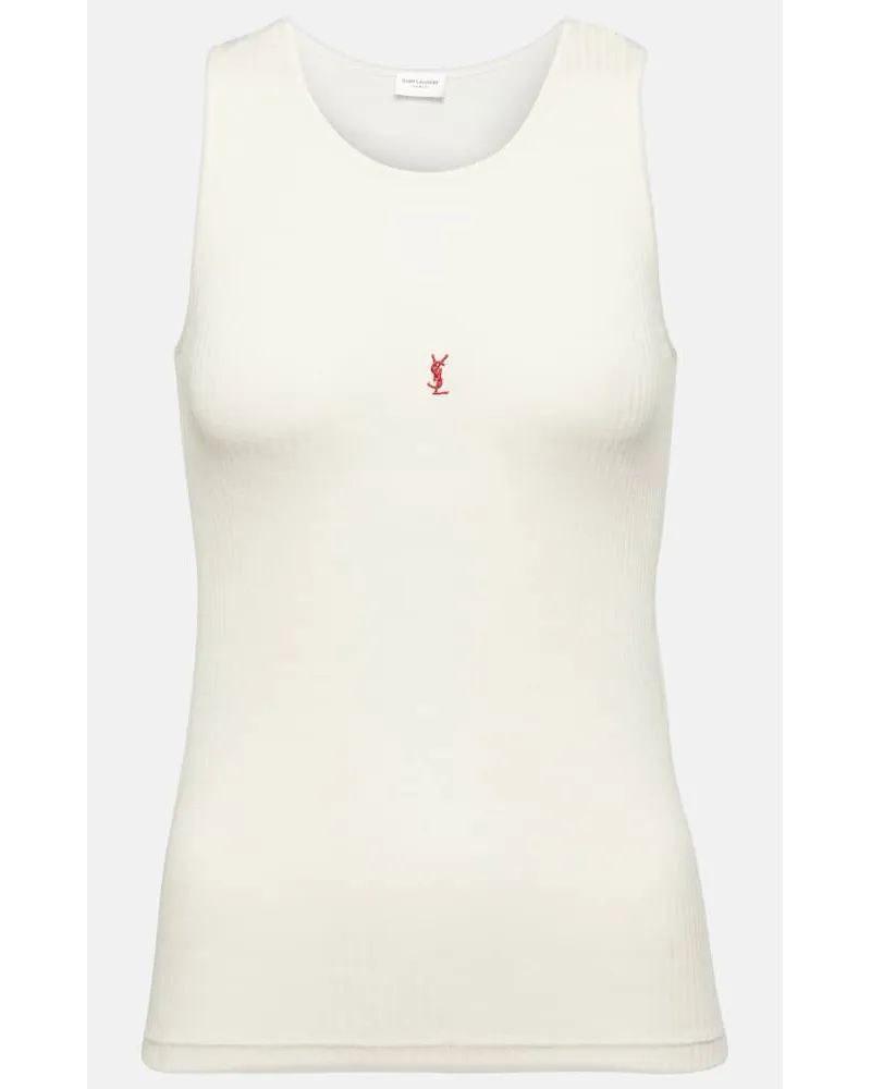 Saint Laurent Top Cassandre aus Wolle Beige