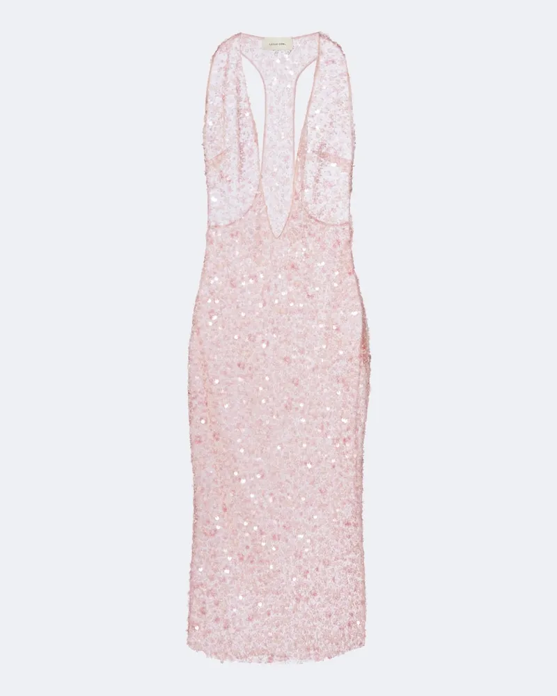 The New Arrivals Ilkyaz Ozel Midikleid Olympia aus Seide mit Pailletten Rosa