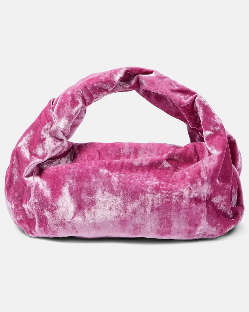 Dries van Noten Tote Twist Small aus Samt Rosa