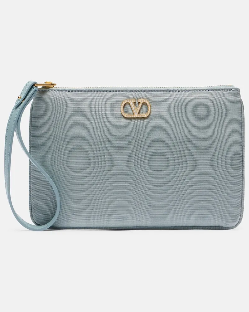 Valentino Garavani Clutch VLogo Signature Small mit Kristallen Blau
