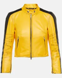 Balenciaga Cropped-Lederjacke Gelb