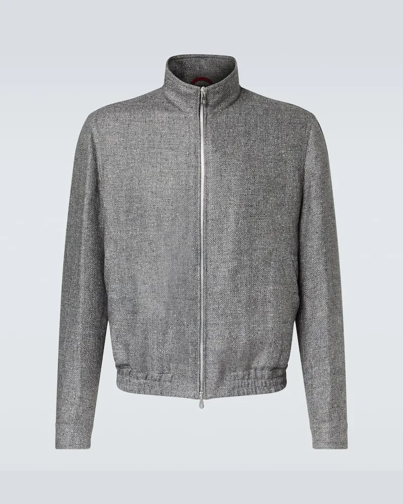 Brunello Cucinelli Jacke aus Seide, Leinen und Wolle Grau