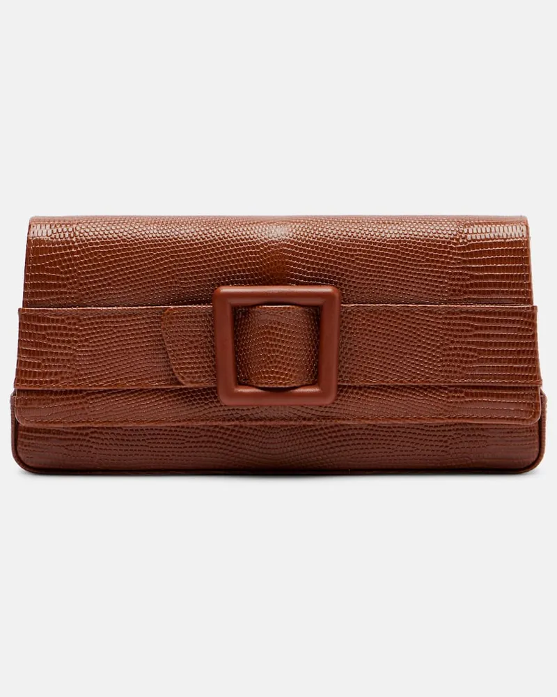 Manolo Blahnik Clutch Maygot aus Leder Braun