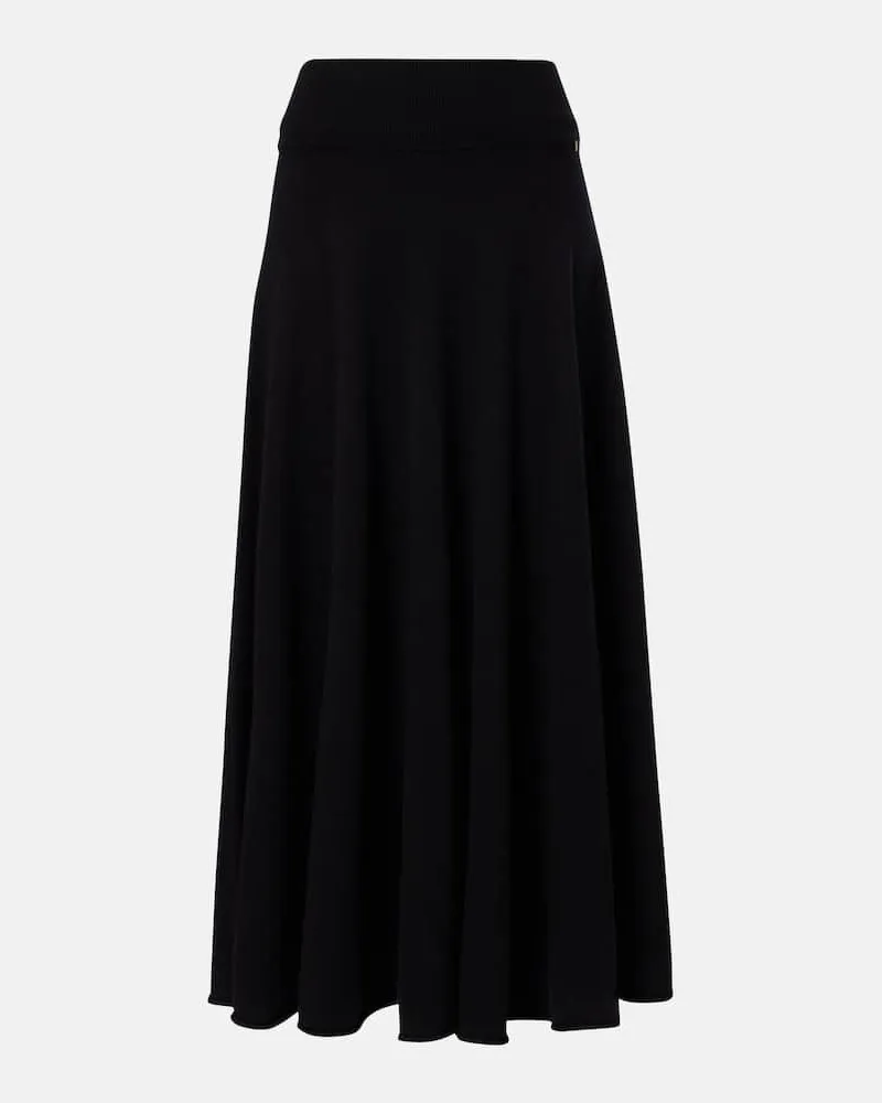 extreme cashmere Maxirock N°313 Twirl aus einem Kaschmirgemisch Schwarz