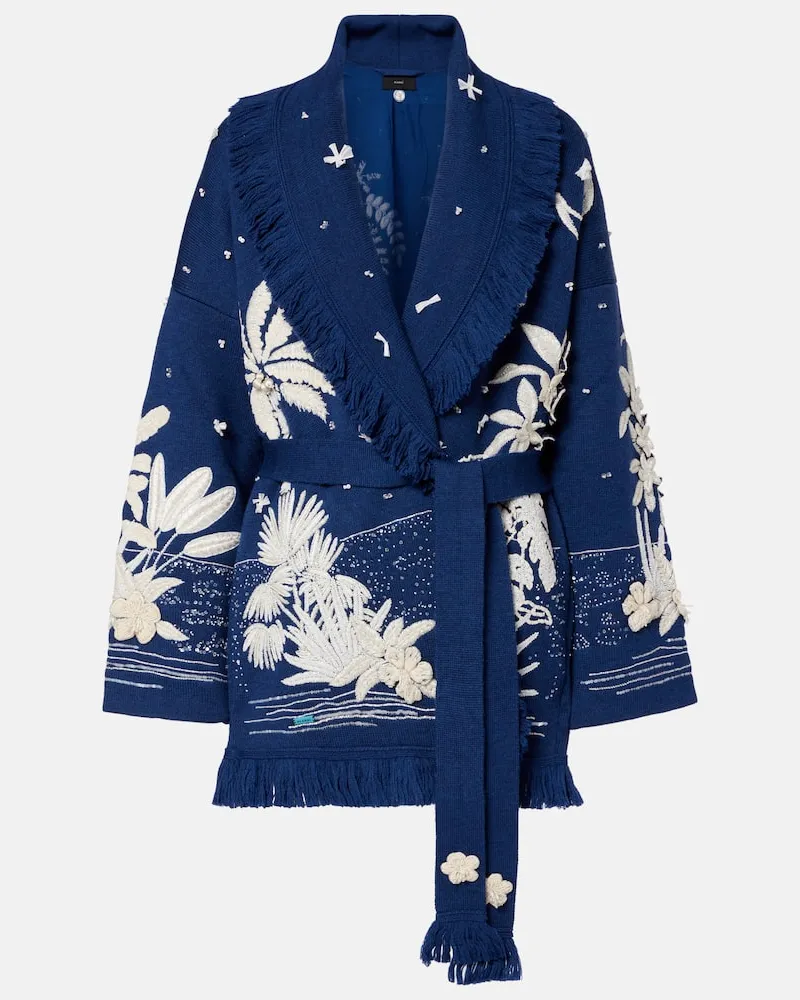 Alanui Cardigan Postcard From Paradise aus Wolle Blau