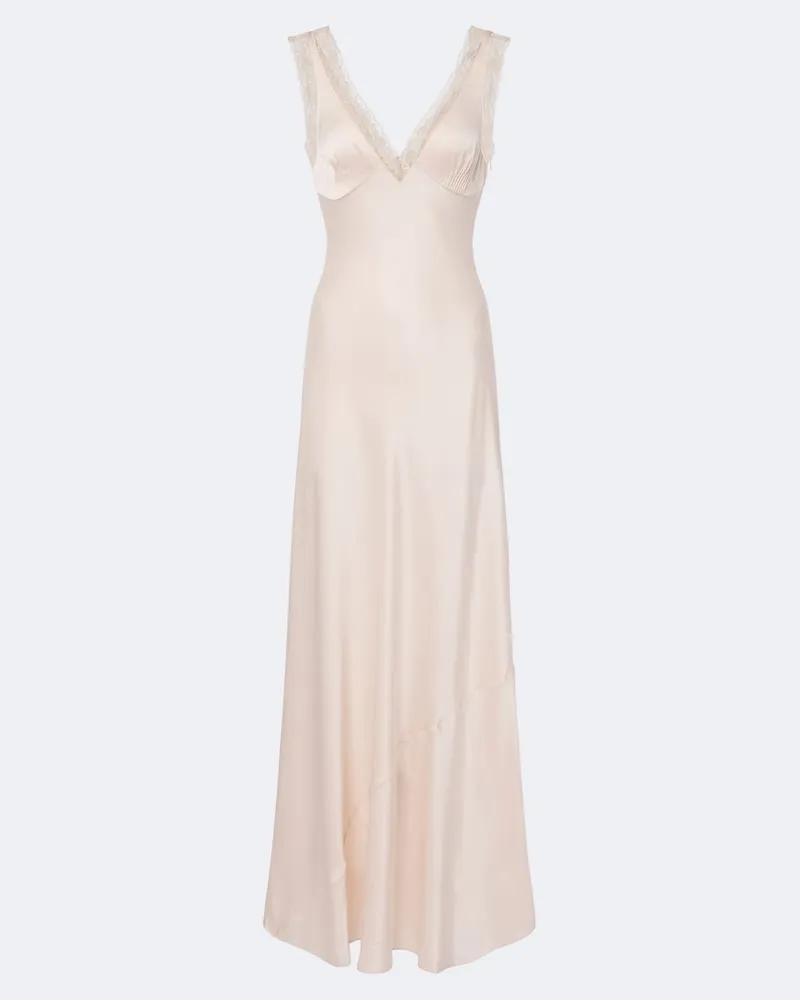 Posse Maxikleid Blake aus Seidensatin mit Spitze Rosa