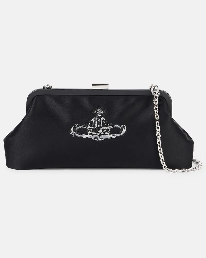 Vivienne Westwood Bestickte Clutch Dorothy aus Satin Schwarz