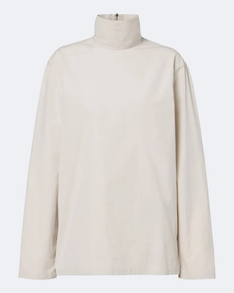 Christophe Lemaire Rollkragentop aus Baumwolle Weiß