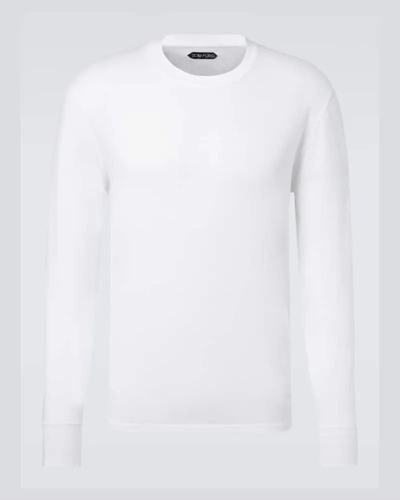 Tom Ford Longsleeve aus Baumwoll-Jersey Weiß