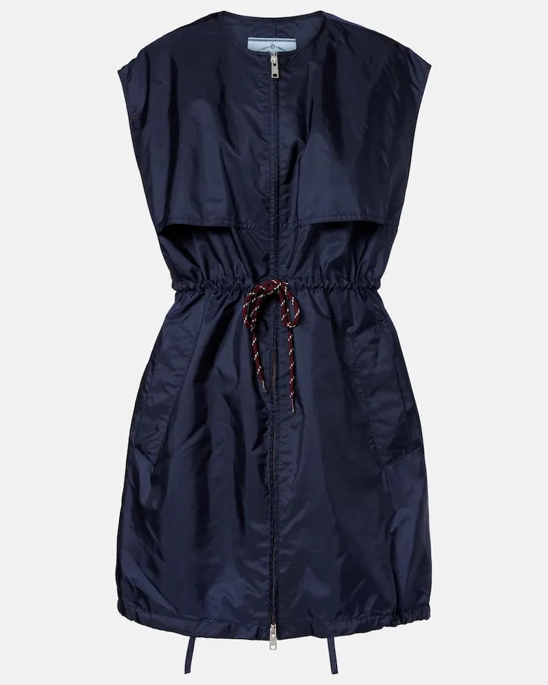 Prada Minikleid aus Re-Nylon Blau