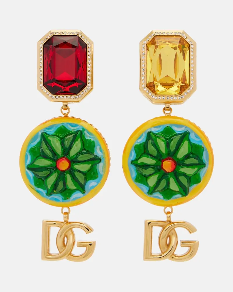 Dolce & Gabbana Clip-Ohrringe DG mit Kristallen Multicolor