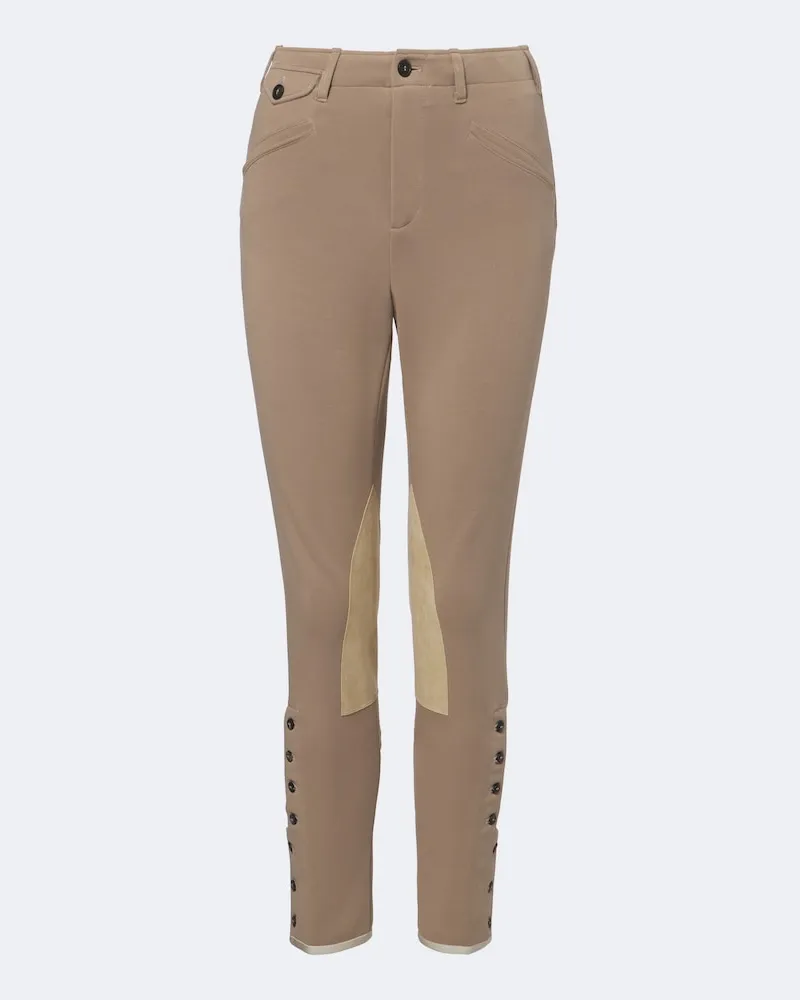 Eleventy Caprihose mit Veloursleder Beige