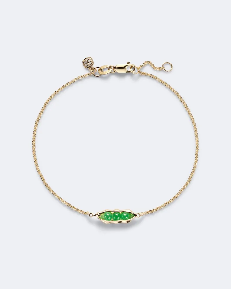 Sydney Evan Armband Pea Pod aus 14kt Gelbgold mit Jade Gold