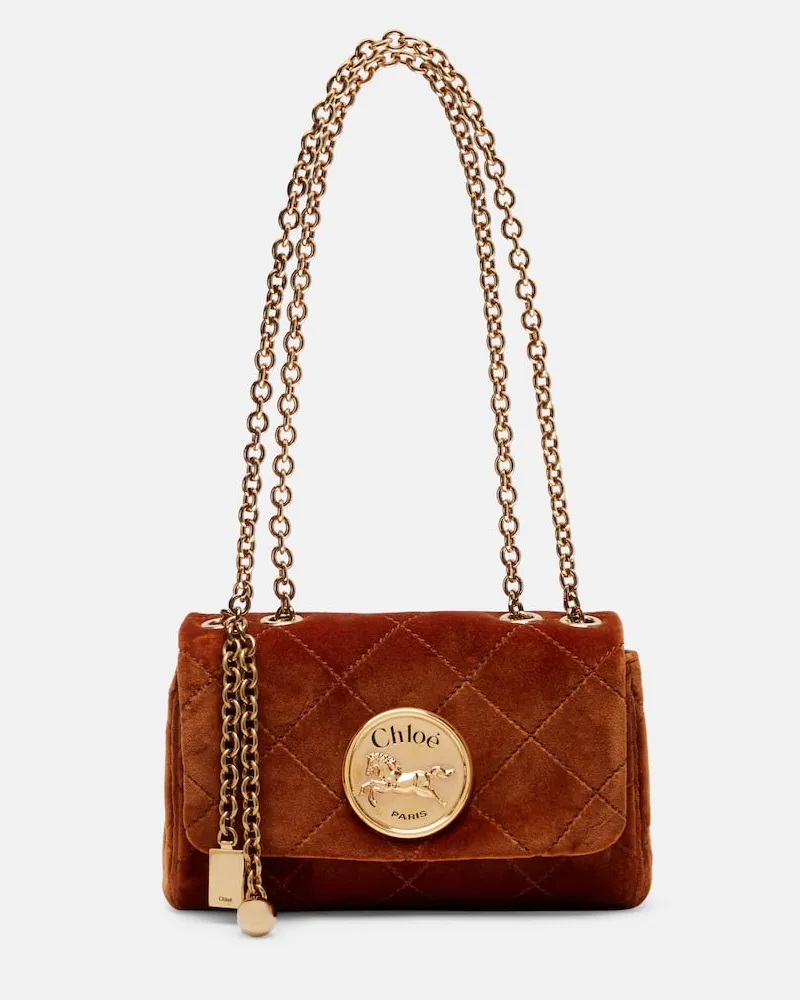 Chloé Chloé Schultertasche Chloé Heritage Small aus Samt Braun