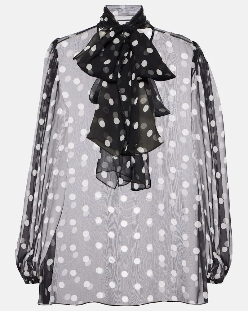 Dolce & Gabbana Schluppenbluse aus Seidenchiffon Schwarz