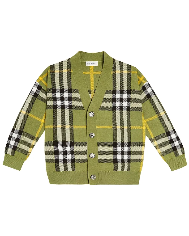 Burberry Cardigan Burberry Check aus einem Wollgemisch Grün