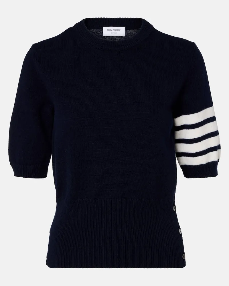 Thom Browne Pullover 4-Bar aus Schurwolle Blau