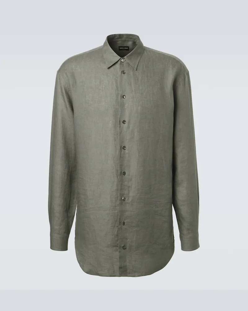 Giorgio Armani Archivio Hemd aus Leinen Grün