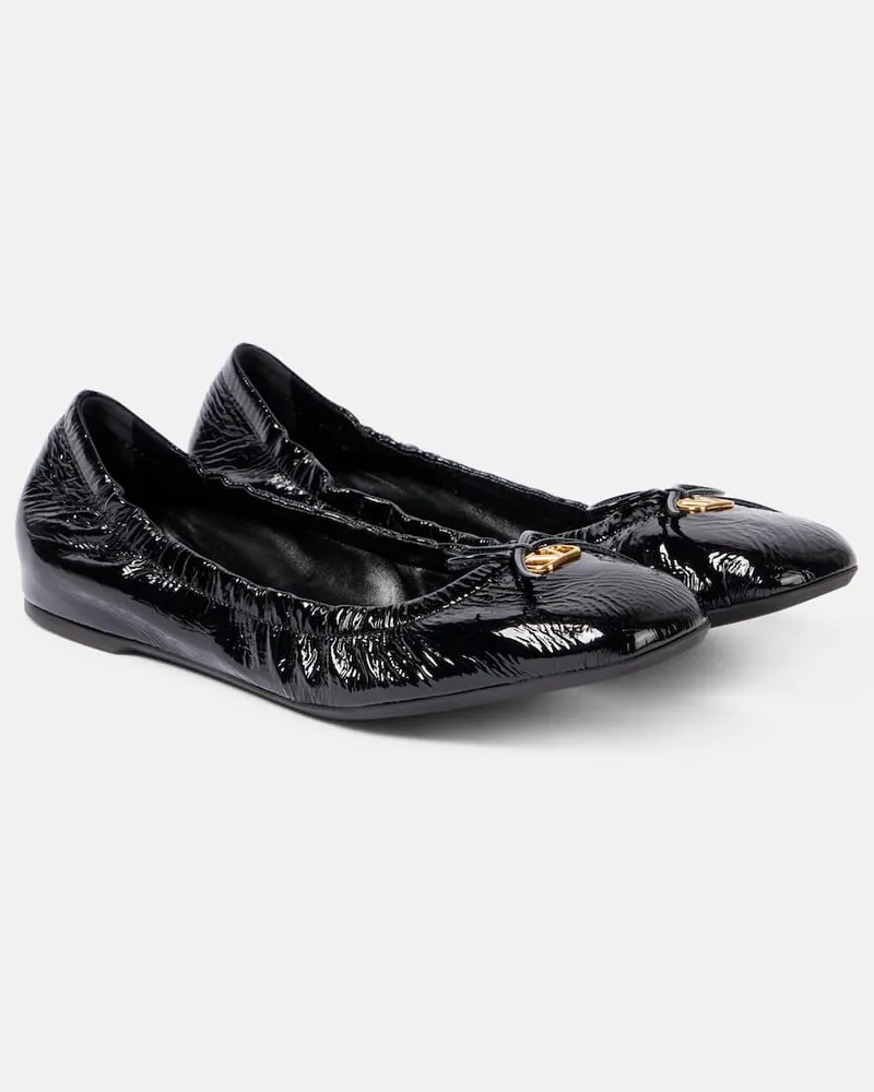 Valentino Garavani Ballerinas VLogo Signature aus Lackleder Schwarz