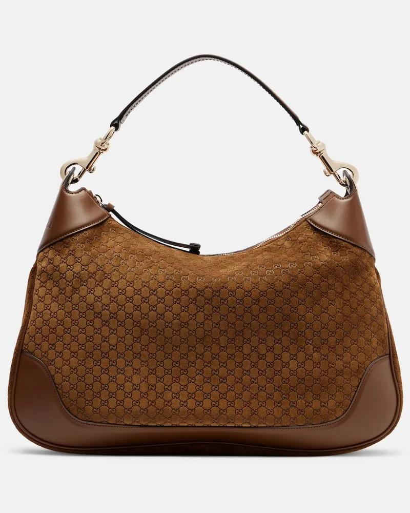 Gucci Schultertasche Gucci B Medium aus Veloursleder Braun