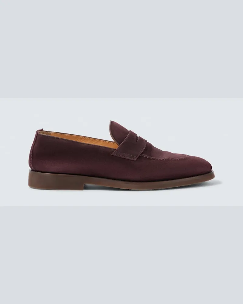 Brunello Cucinelli Loafers aus Veloursleder Burgunderrot