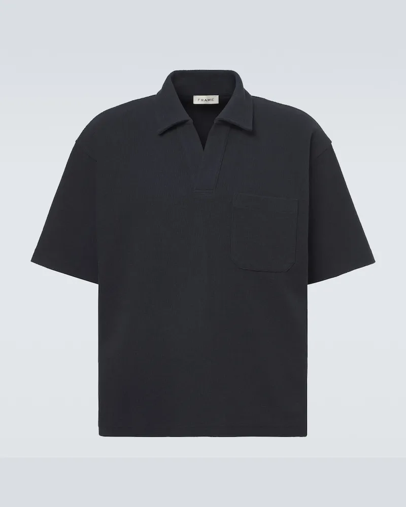 Frame Denim Polohemd aus einem Baumwollgemisch Blau