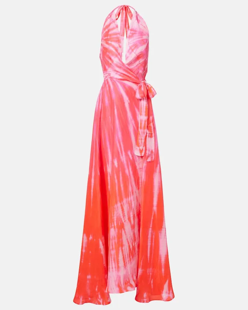 Anna Kosturova Wickelkleid aus Seide Rosa