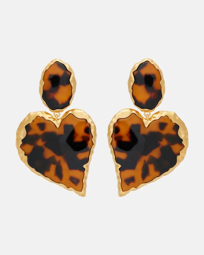 Oscar de la Renta Clip-Ohrringe Heart Braun