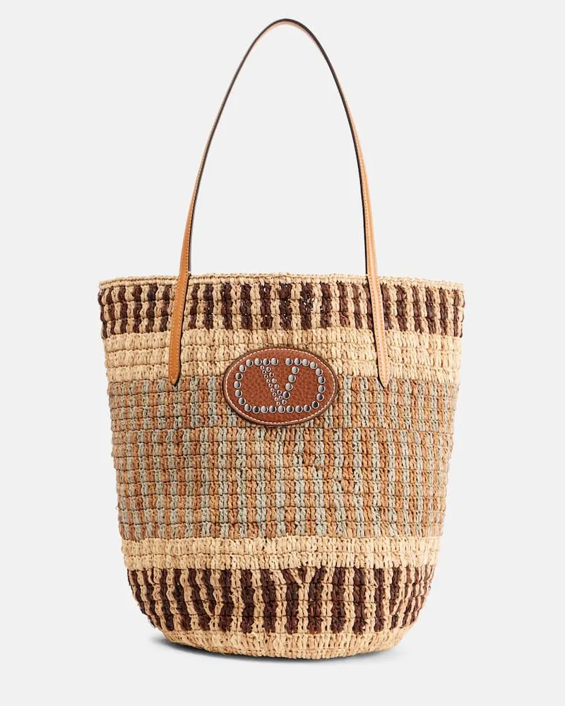 Valentino Garavani Tote VLogo aus Raffiabast Multicolor