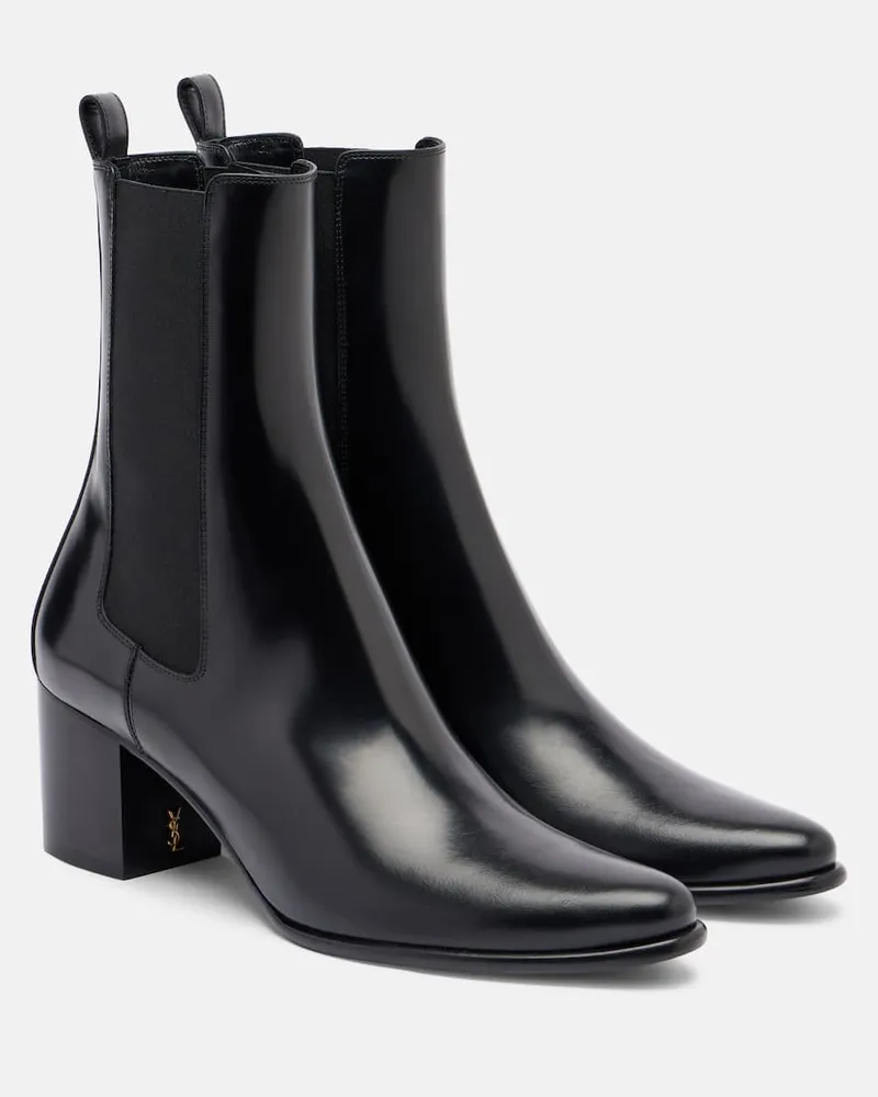Saint Laurent Ankle Boots Jill 60 aus Leder Schwarz