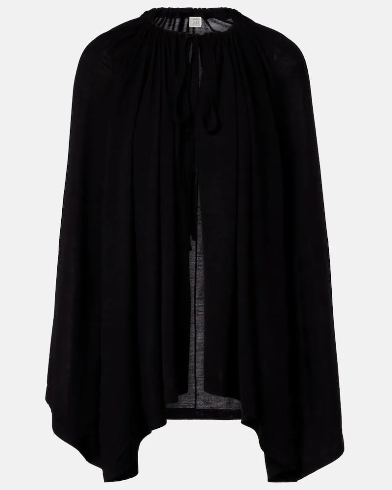 Totême Cape aus Wolle und Seide Schwarz