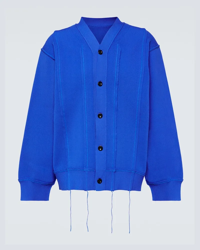 Sacai Distressed Cardigan Blau