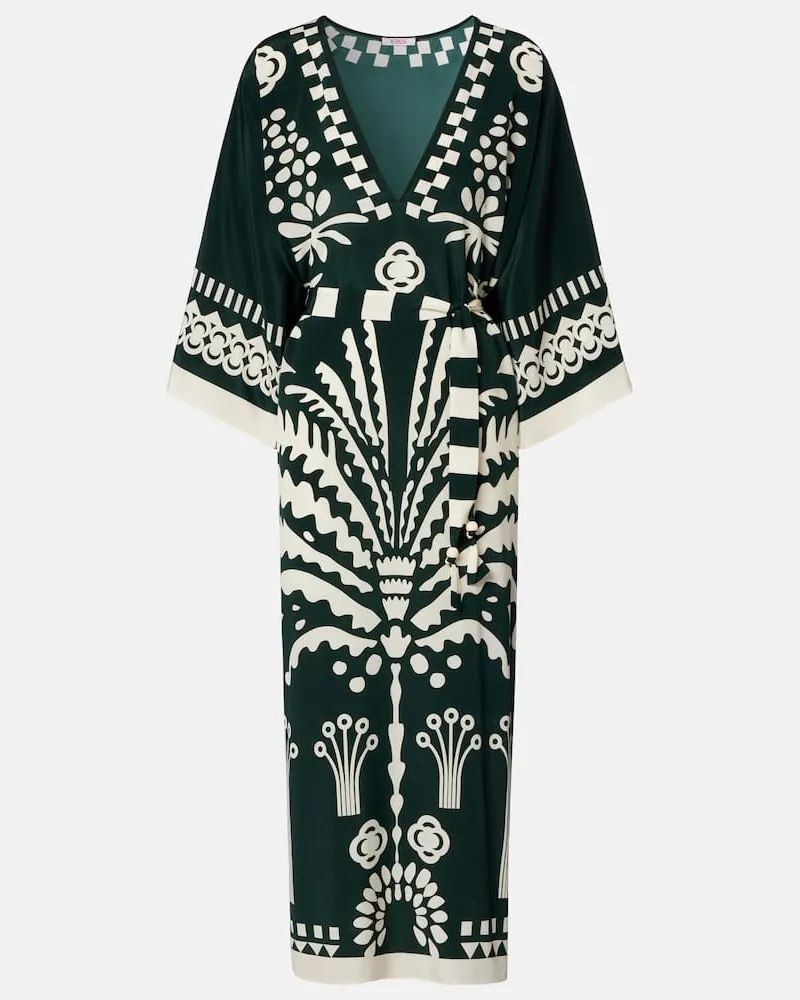 Eres Bedruckter Kaftan aus Seide Grün
