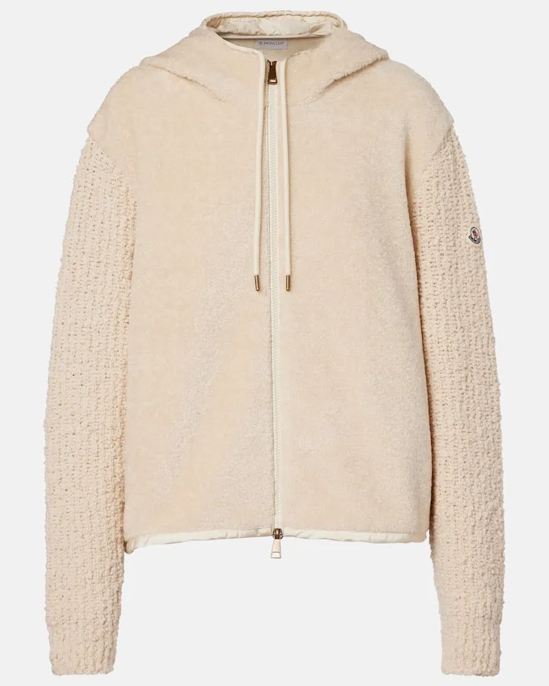 Moncler Kapuzenjacke mit Teddyfleece Beige