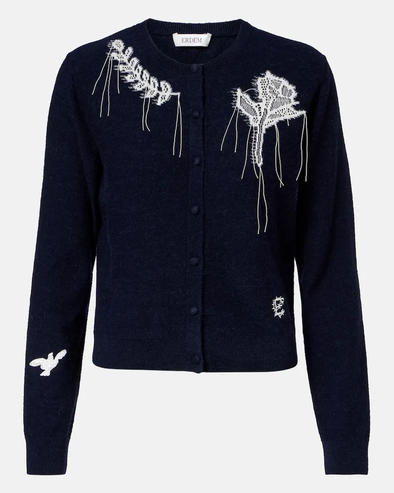 Erdem Bestickter Cardigan Blau