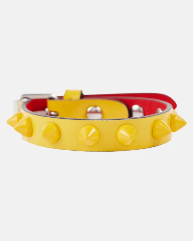 Christian Louboutin Verziertes Armband Loubilink aus Leder Gelb