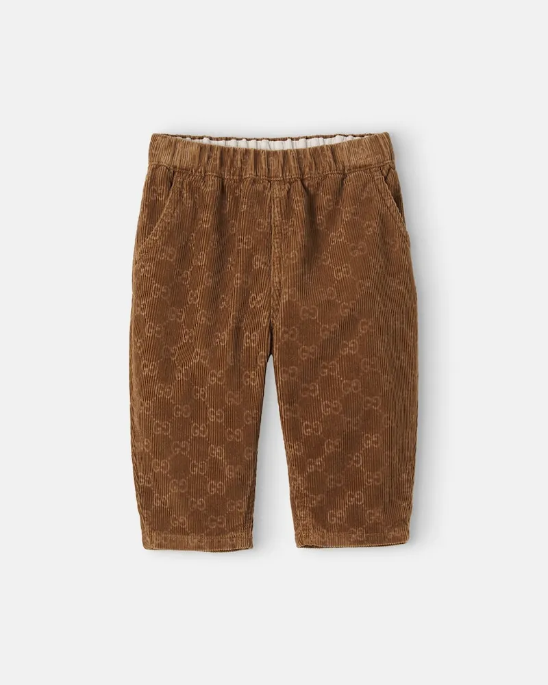 Gucci Baby Hose GG aus Baumwollcord Braun
