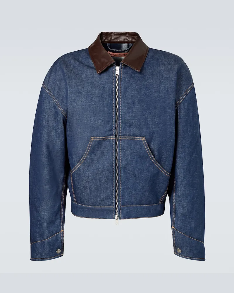 Acne Studios Blouson aus Denim mit Leder Blau