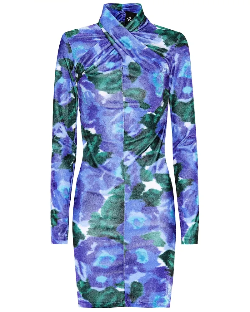 Richard Quinn Bedrucktes Minikleid aus Samt Violett