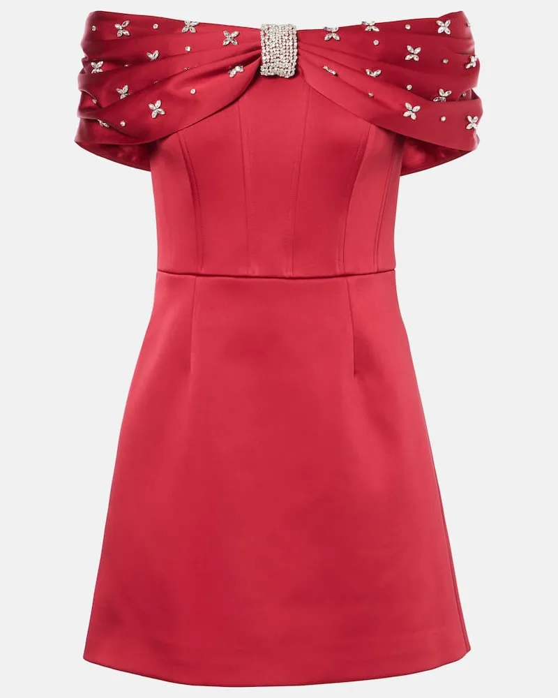 Rebecca Vallance Verziertes Minikleid Carmella aus Satin Rot