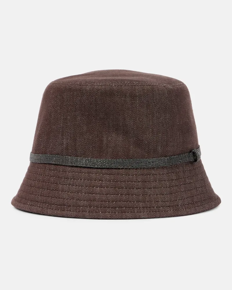 Brunello Cucinelli Hut Monili aus Denim Braun