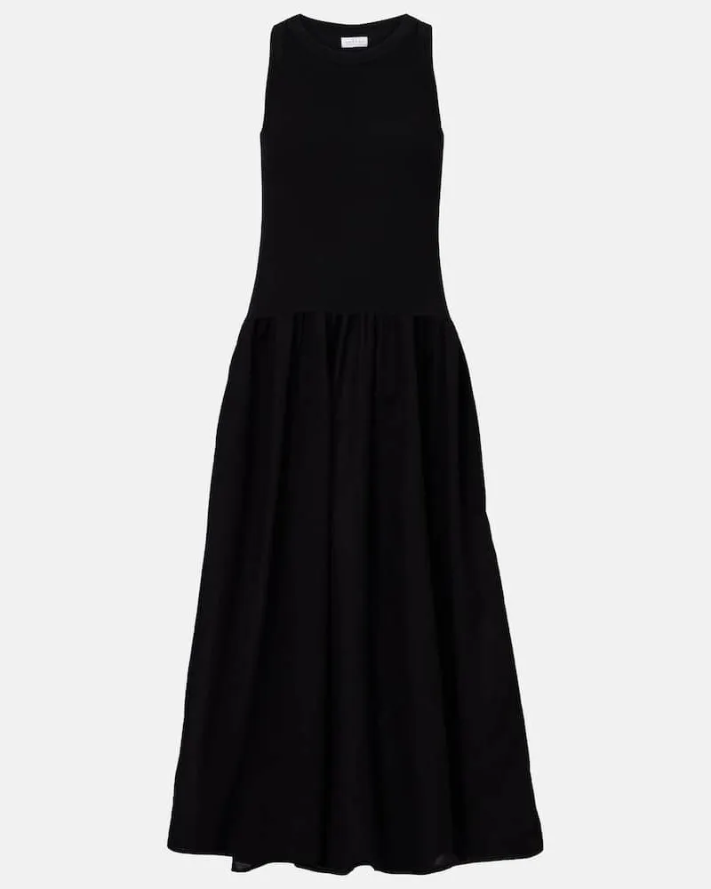Velvet Maxikleid Amelia aus einem Baumwollgemisch Schwarz