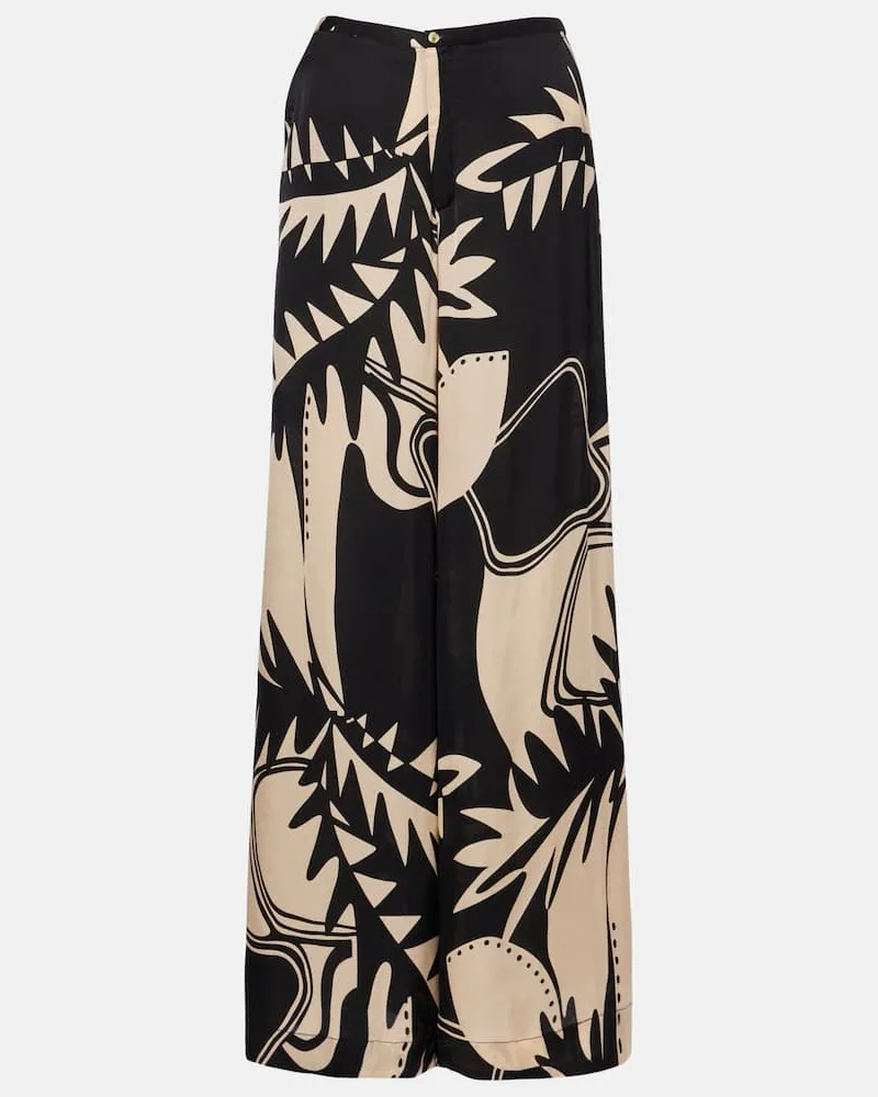 Poupette St Barth Bedruckte High-Rise-Hose Clea Schwarz