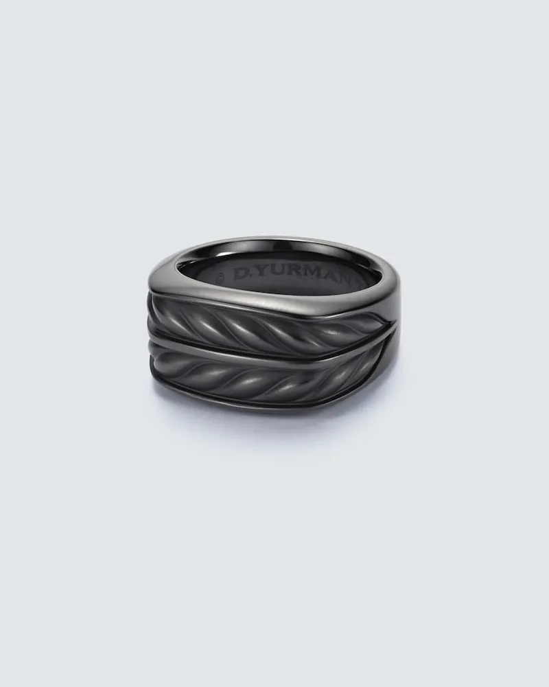 David Yurman Ring Chevron aus Titan Schwarz
