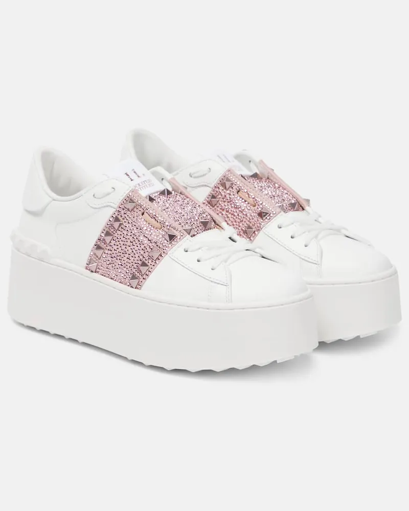 Valentino Garavani Plateau-Sneakers Rockstud Untitled aus Leder Weiß