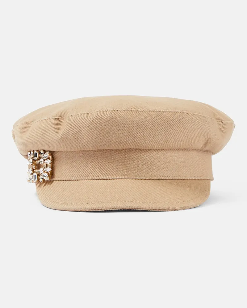 Roger Vivier Schiebermütze Broche Vivier aus Denim Beige